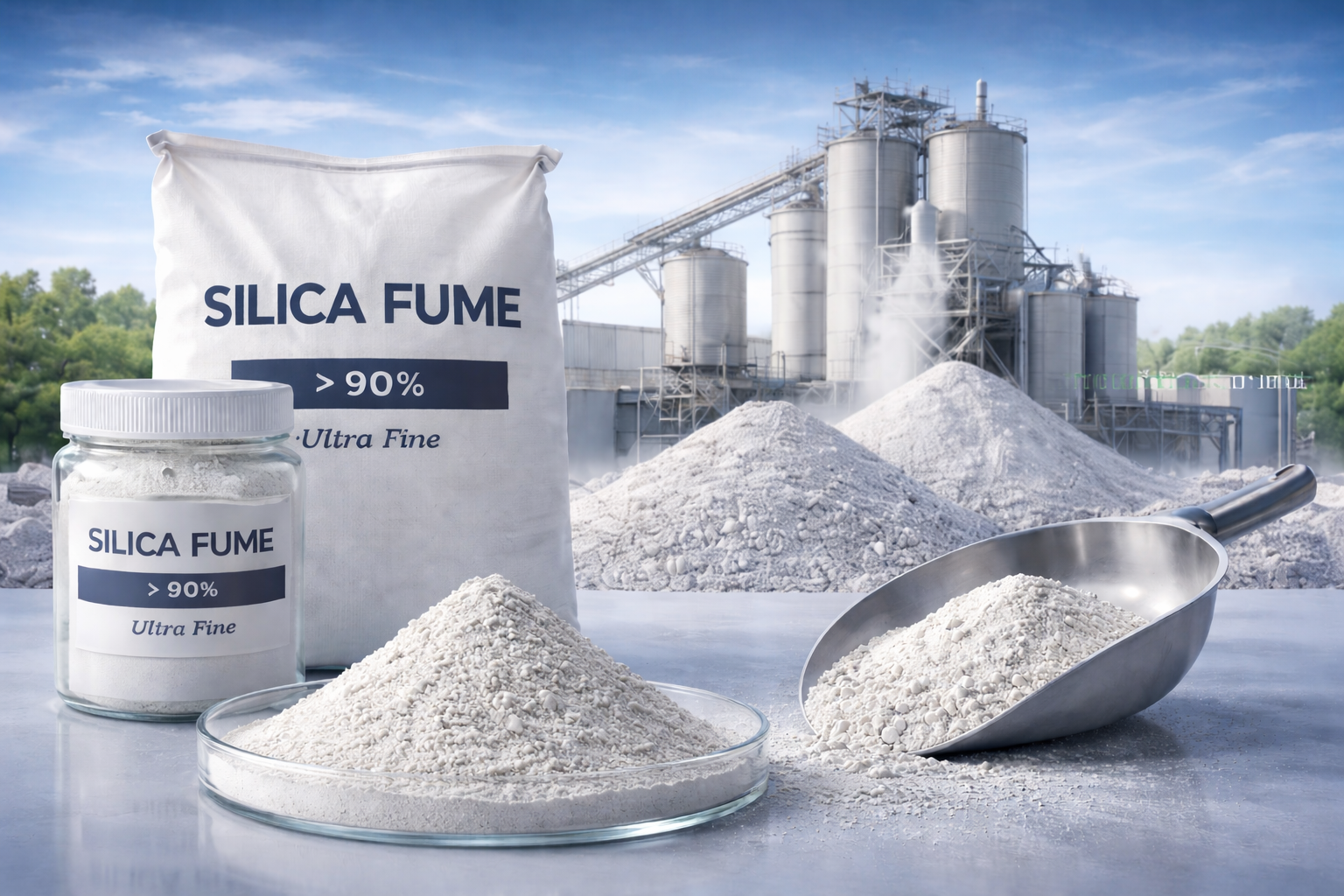 Silica fume microsilica 25kg bags export packaging China